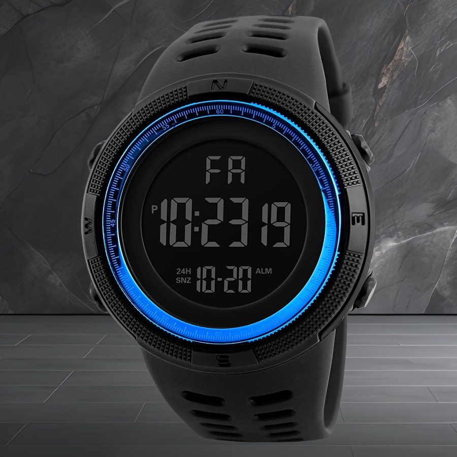 One piece for men's LED large dial outdoor sports multifunctional silicone tape luminous calendar date digital alarm clock stopwatch electronic watch teenager student watch suitable for daily decorat