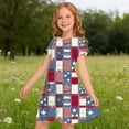 thumbnail image 6 of SGFCWSX Girls 4th of July Dress Short Sleeve Round Neck A-Line Swing Casual Patriotic Sundress Multicolor Size 5 Years, 6 of 9