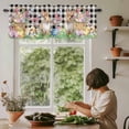 thumbnail image 6 of Easter Bunny Rod Pocket Curtain Valance, Spring Easter Eggs Floral Black White Check Farmhouse Window Valance for Living Room, Bedroom, Kitchen 54"W x 18"L, 6 of 9