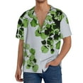 thumbnail image 1 of Balery Watercolor Green Leaves Camisa Casual de Manga Corta con Botones para Hombre, Texturizada, Estilo Cubano, para Playa, Verano-X-Large, 1 of 5