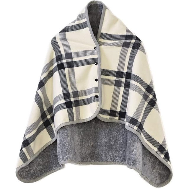 Poncho de mujer, capa tipo cárdigan, capa de franela de invierno, bufanda a presión, manta tipo chal de punto resistente al viento, bufanda tipo capa cálida, estola gruesa