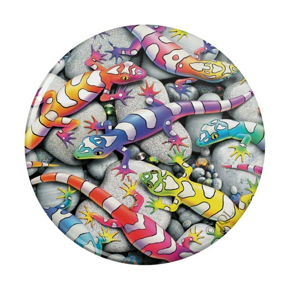 Rainbow Colorful Geckos Lizards Pinback Button Pin