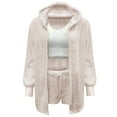 thumbnail image 3 of DuoJiaJ Soft Flannel Pajama Long Sleeve Crop Top And Shorts Cozy Loungewear Three Piece Sleepwear Outfit For Home Relaxation Comfort Pajamas For Women White XL, 3 of 3