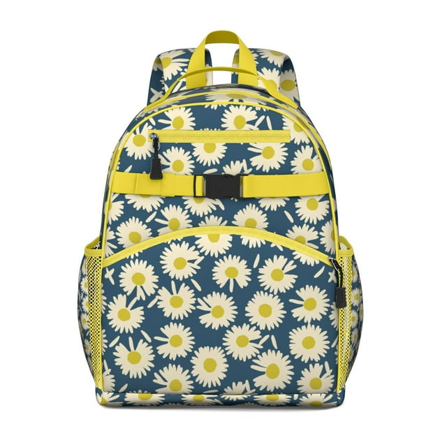 Cute Daisy & Butterfly Waterproof Backpack - Spine-Protecting Ergonomic Travel Daypack for Students & Commuters