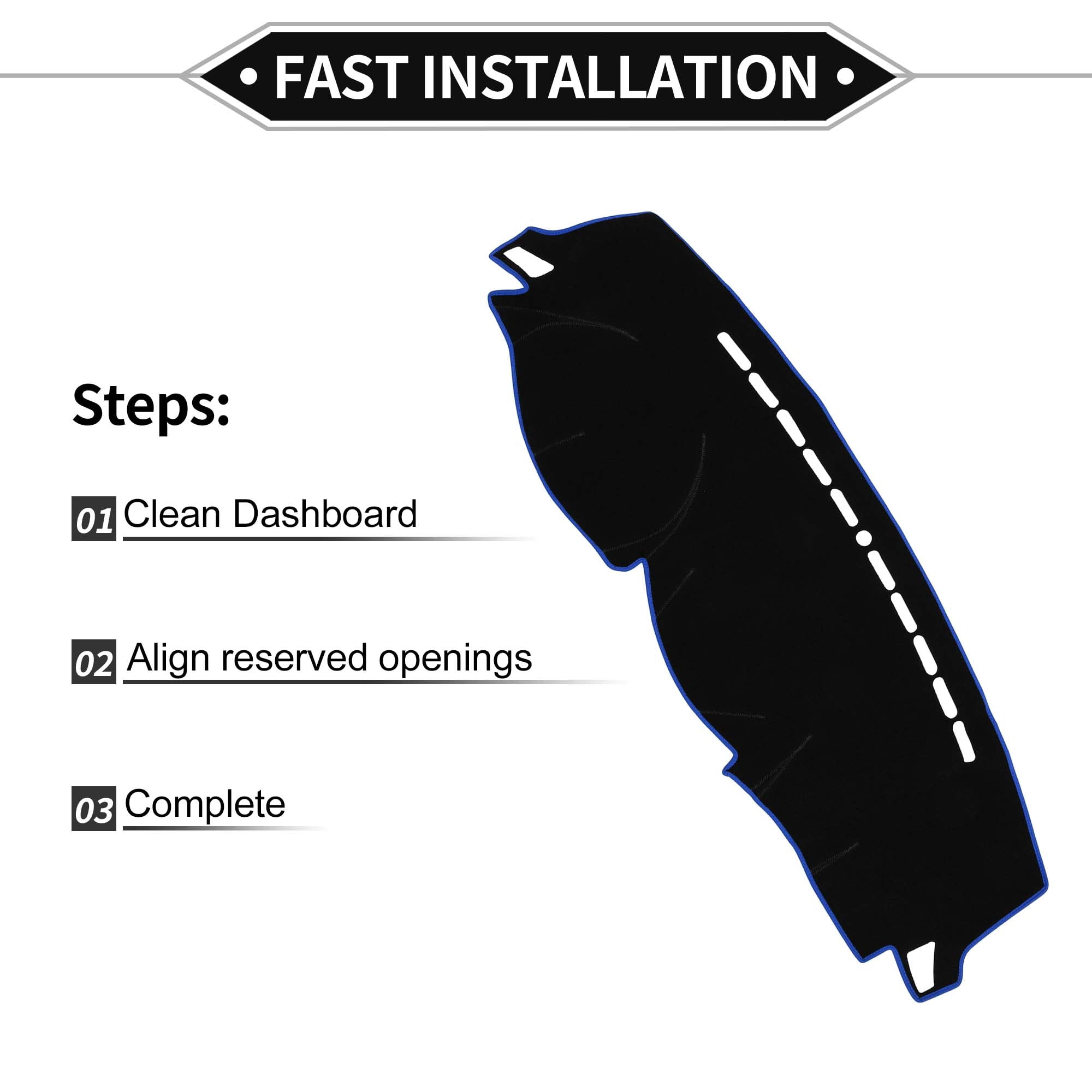 Unique Bargains Dashboard Covers for Hyundai Elantra 2007-2010 Non-Slip Dash Cover Mat Polyester Black, Blue Front