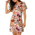 thumbnail image 2 of Naloa Gnomes With Coffee Print Women Nightgowns,Womens Loungewear,Short Sleeve Sleepwear,Comfy Ladies Nightdress, 2 of 6