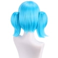 thumbnail image 3 of Peluca para cosplay, color azul, corta con doble cola, 30 cm, resistente al calor, 3 of 3