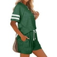 thumbnail image 4 of Ensemble de Pyjama à Rayures pour Femmes, Manches Courtes, Chemise de Nuit avec Shorts, 4 of 5