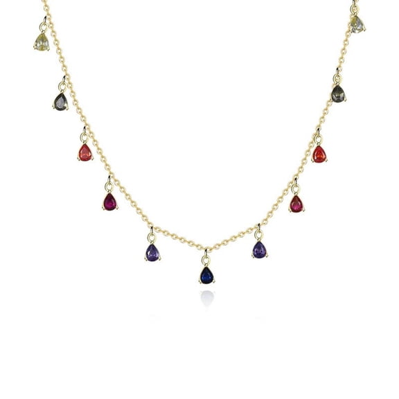 PAENENPH 14K Necklace Featuring Colorful Waterdrop Gemstone, Ideal Gifts for Any Occasion