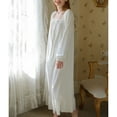 thumbnail image 3 of SWSMCLT Women's Long Sleeve Nightgown Sleeping Lightweight Pjs Cotton Pajamas Soft Vintage Long Princess Spandex White X-Large, 3 of 4