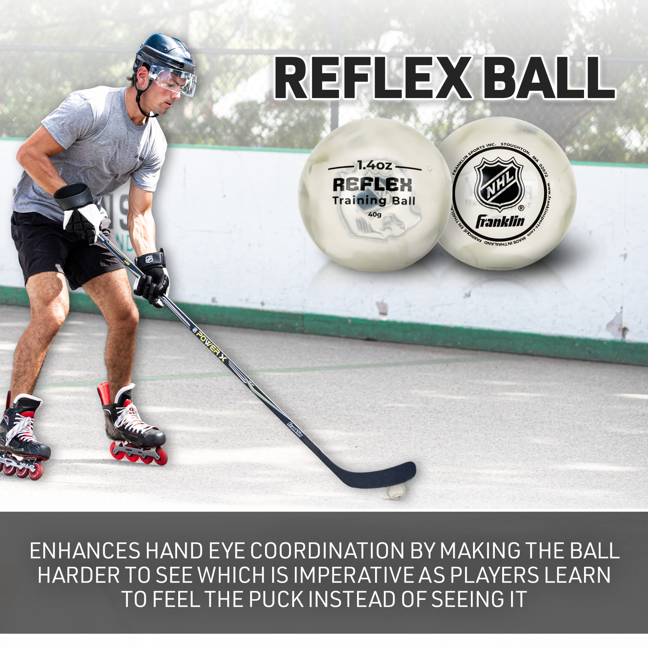 Franklin Sports NHL Hockey Stick Handling Balls - (4) Hockey Training Aid Balls for Stick Handling + Hands Practice - On + Off Ice Hockey Training Balls - Weighted + Mini Balls for Speed Training