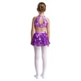 thumbnail image 2 of TTAO Kids Girls Ruffle Sequin Dress Metallic Hip Hop Jazz Dance Outfit Tutu Skirted Leotard Performance Dancewear Purple 8, 2 of 5