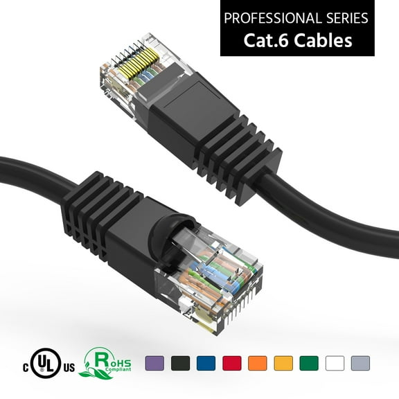 ACCL 200Ft Cat6 UTP Ethernet Network Booted Cable Black, 1 Pack