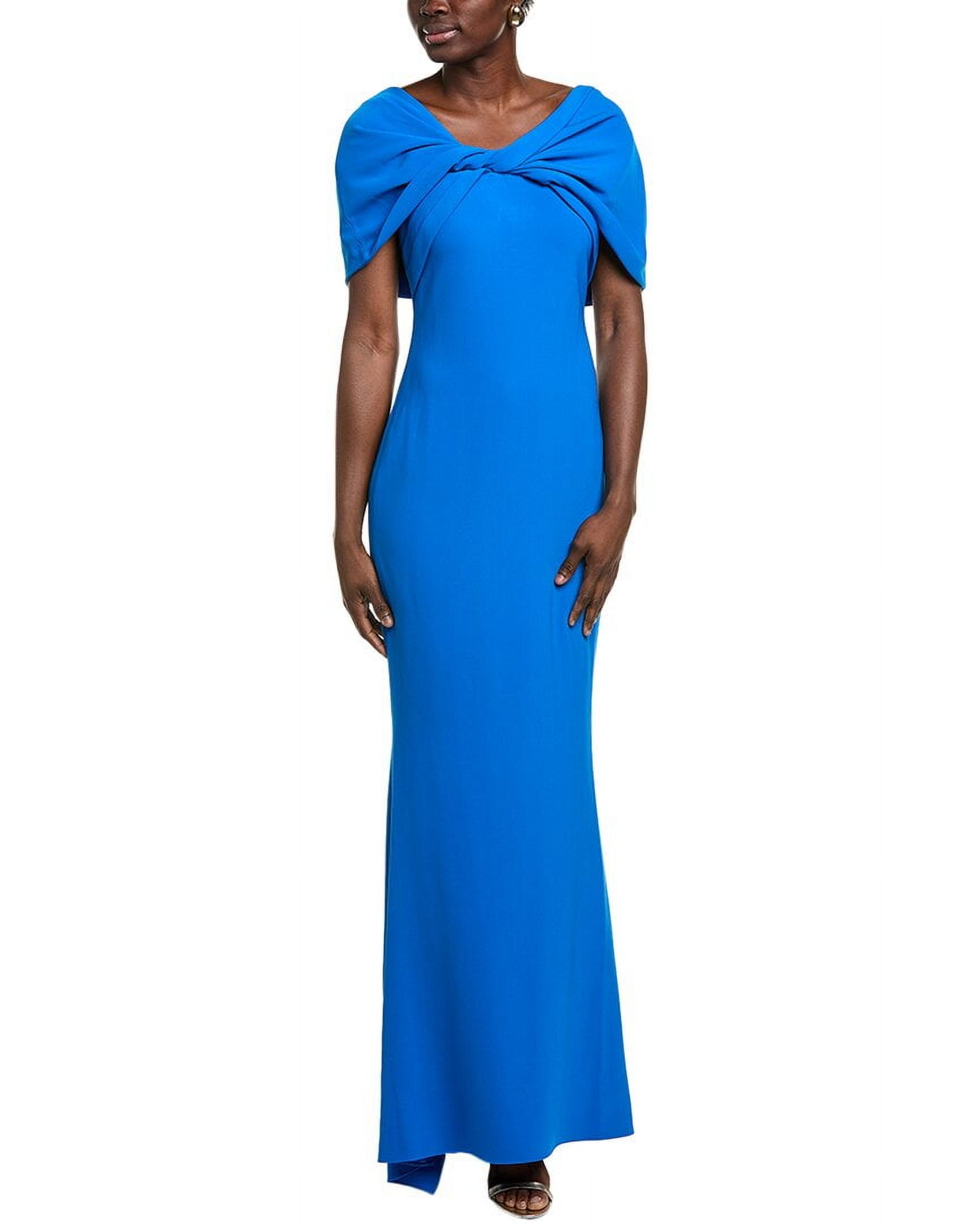 Badgley Mischka womens Bow Wrap Gown, 0, Blue - Walmart.com