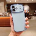 thumbnail image 2 of Designed For iPhone 16 Phone Case,Cute Curly Wave Frame with Luxury Plating Love Heart Pattern For Women Girls,Soft TPU Shockproof Raised Lens Protection Phone Case,Blue, 2 of 8