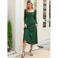 thumbnail image 3 of DARING DIVA Fall Casual A-Line Midi Tie Front Dress XS Dark Green, 3 of 6