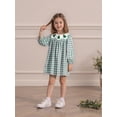thumbnail image 3 of RUINIXCW Kids Toddler Baby Girl Christmas Dress Little Girls Xmas Clothes Party Holiday Dress Tree Embroidery Doll Collar Long Sleeve Plaid Dress, 3 of 10