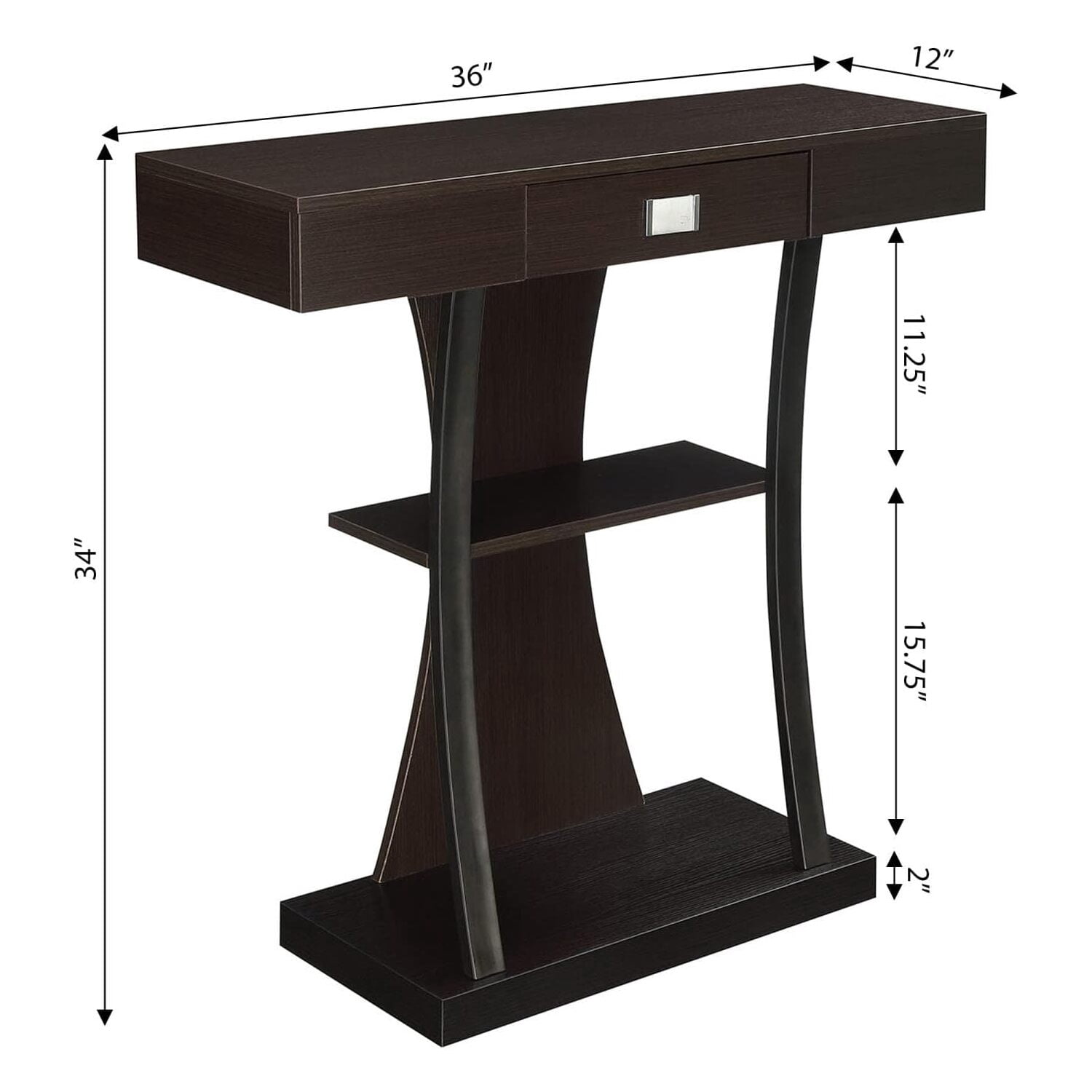 3-Tiered Console Table with 1 Drawer Rustic Sofa Table with Storage, Industrial Wooden Entryway Table for Hallway, Living Room