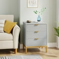 thumbnail image 2 of Tribesigns Modern 3-Drawer Nightstand, 25.8" Small Bedside Table with Storage Drawers and Gold Legs for Bedroom, Grey, 2 of 8
