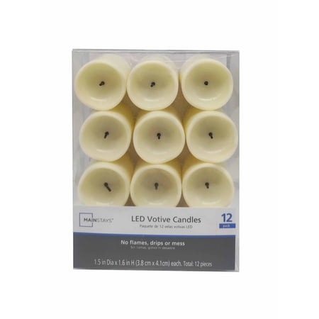 MAINSTAYS UNSCENTED FLAMELESS LED VOTIVES, IVORY, 12 COUNT