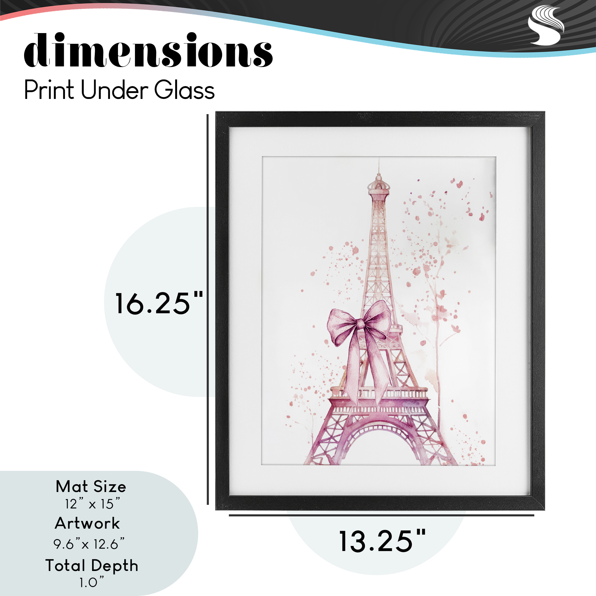 Bow Bedecked Paris Tower Black Framed Print Under Glass, design by Kim Allen