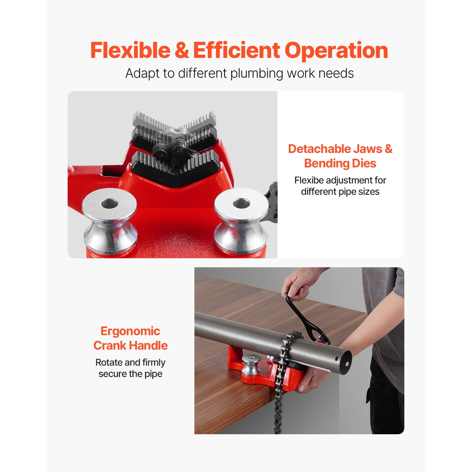 KFFKFF Chain Vise for Workbench and Hitch Mount Plate Carrier, Pipe Clamping Range from 1/8 to 5 inches, Robust Chain Pipe Clamp and Variable Height Hitch Carrier Suitable for 2" x 2" Receiver