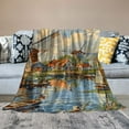 thumbnail image 2 of Creowell  Map of Netherlands Blanket Dutch Landmarks Holland Food Windmill Blue Yellow Throw Blanket Decor Cozy Warm for Home Bedroom Sofa Office White, 2 of 6
