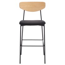 SAFAVIEH Ryker Scandinavian Style 20.5 in. Barstool, Oak/Black (20.5 in. W x 20 in. D x 43 in. H)