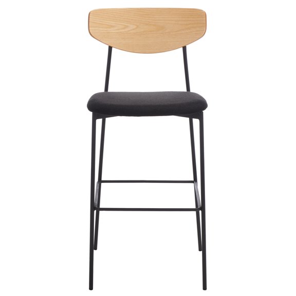 SAFAVIEH Ryker Scandinavian Style 20.5 in. Barstool, Oak/Black (20.5 in. W x 20 in. D x 43 in. H)
