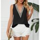 thumbnail image 2 of Camiseta sin mangas de guipur informal con cuello en V profundo, camiseta sin mangas con ribete de encaje para mujer, verano, 2 of 8