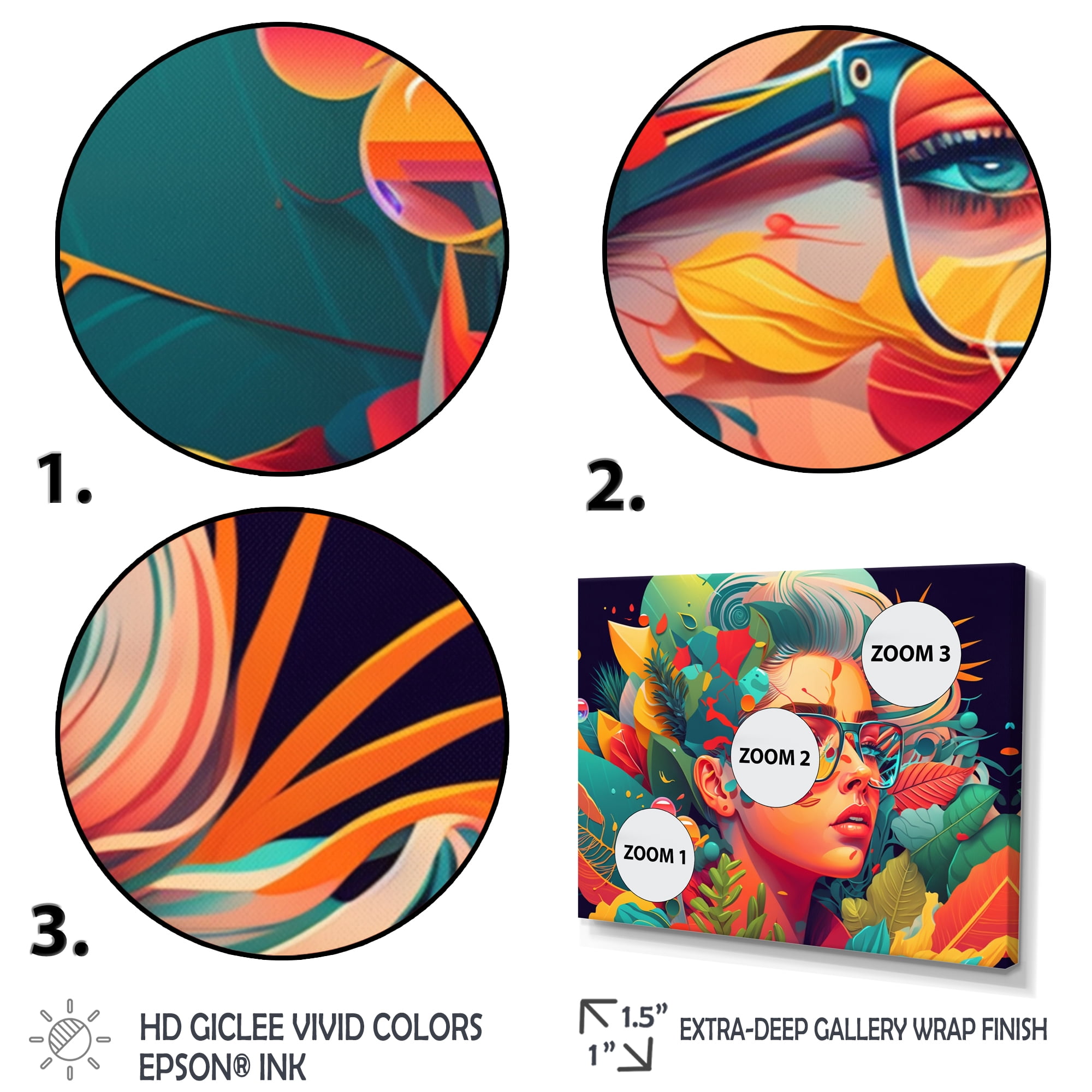 Designart Colorful Image Of Woman'S Face Canvas Wall Art