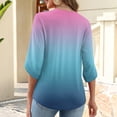thumbnail image 5 of Bbyeadc Women's 3/4 Length Sleeve Blouse V neck Shirts Tie Dye Comfortable Tunic Tops Casual Spring Summer Tops,Light Blue(L), 5 of 5