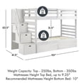 thumbnail image 6 of My Bed Now Everest Twin-over-Twin 2-Drawer Wood Bunk Bed w/ Staircase in White, 6 of 6