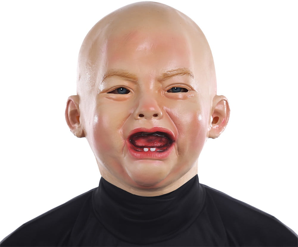 Crying Baby Mask Crybaby Face Creepy Infant Angry Sad Funny PVC Accessory -  