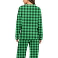 thumbnail image 2 of vdgthytj Pajamas for Women Sleepwear 2 Piece Pjs Plaid V Neck Long Sleeve Top Pants Set Nightwear Plus Size, 2 of 7
