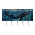 thumbnail image 2 of PhooArto Key Holder for Wall Decorative with 5 Key Hooks, Whale on Wood Board Deeper Ocean Holders Wall Mount Organizer with Mail Key Rack, Self Adhesive, 2 of 7