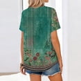 thumbnail image 5 of Dwralegc Womens Short Sleeve Tunic Blouse Button Down V Neck Shirt Dressy Business Casual Tops Work Summer Spring Solid Color Short Sleeve Clothes Green S, 5 of 5
