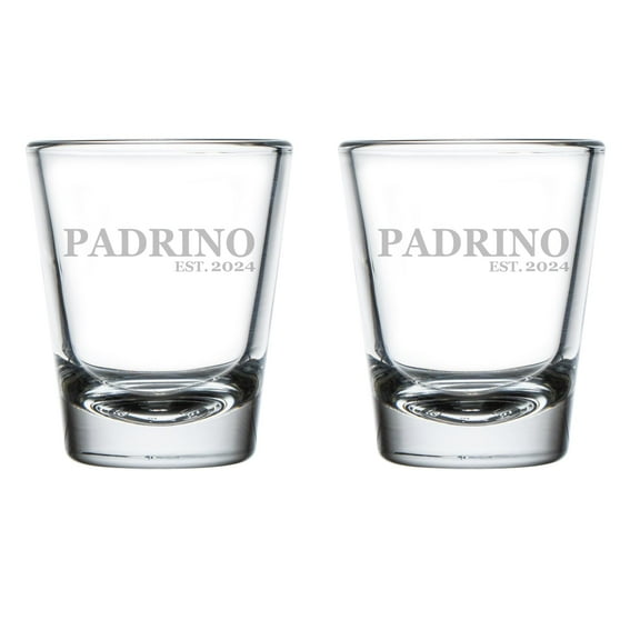 Set of 2 Shot Glasses 1.75oz Shot Glass Padrino Est 2024