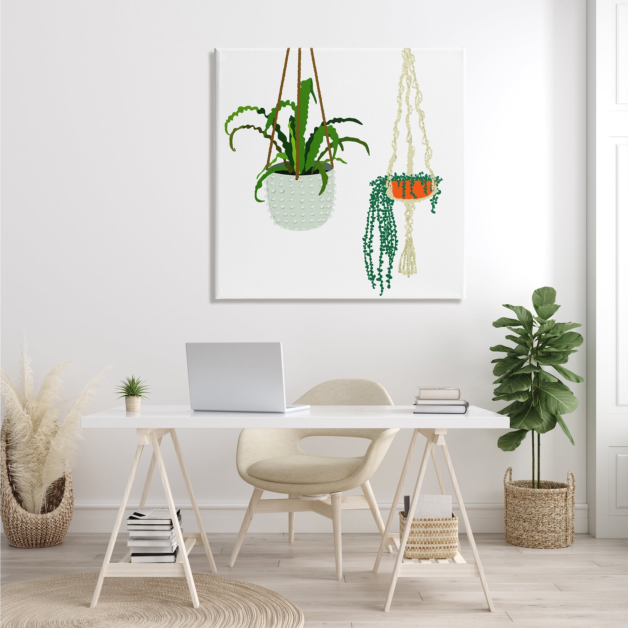 Stupell Industries Chic Indoor Potted Plants Modern Fern Foliage Botanical & Floral Painting Gallery Wrapped Canvas Print Wall Art, 36 x 36