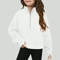thumbnail image 2 of TOWED22 Girls Half Zip Sweatshirt Fleece Quarter Zip Pullover Sweatshirts Fall Clothes for Teen Girls Thumb Hole(White,13-14 Years), 2 of 6
