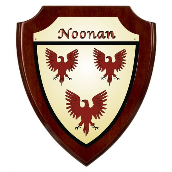 Noonan Irish Coat of Arms Shield Plaque - Rosewood Finish