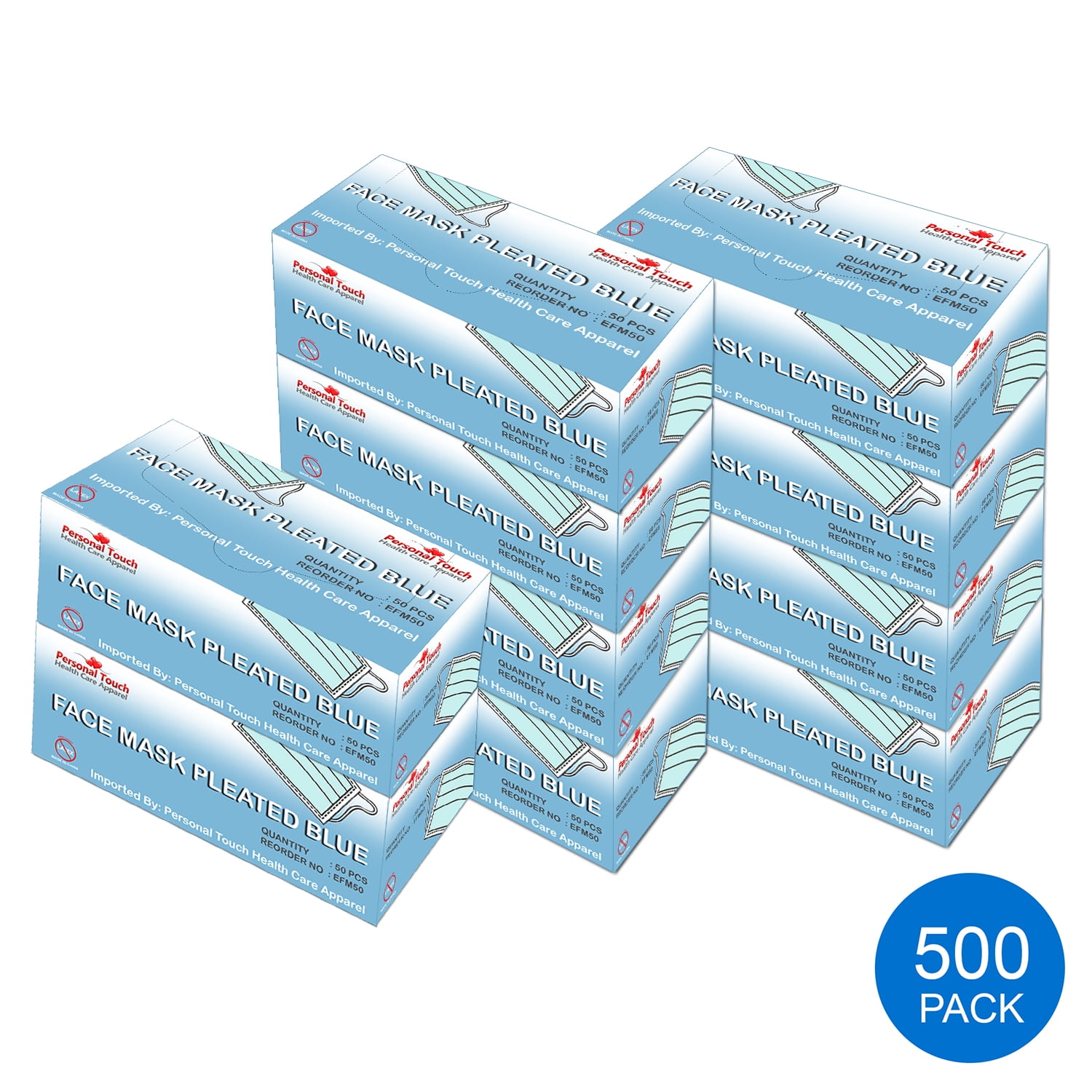Earloop Anti-Dust Disposable Mouth Nose Muffle Face Mask Pack of (500 Pcs)