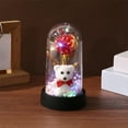 thumbnail image 6 of VWRXBZ Rose Bear LED Night Light 6.1 Inch Valentine's Day Gift Romantic Preserved Flower in Glass Dome with Bow Decor for Bedroom Desktop Home Decor, 6 of 7