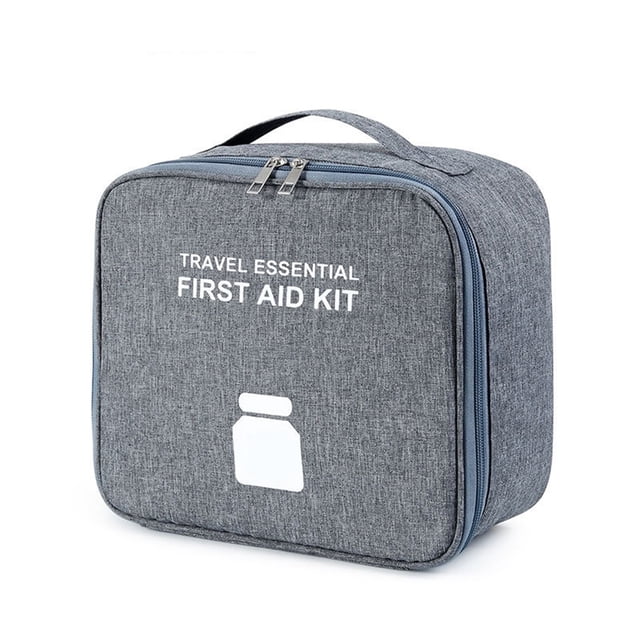 Youkk Emergency Organizer Zipper Waterproof Household Empty Storage Bag Classification Dust-proof Students Pill Case for School Gray Large