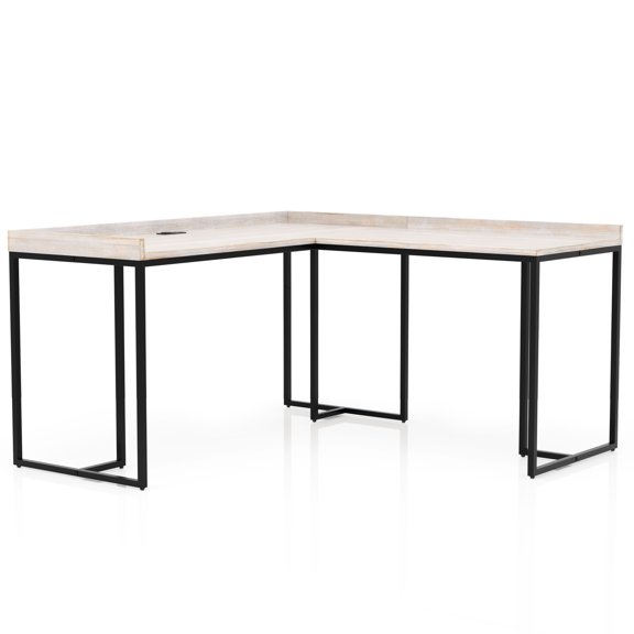 Furniture of America Fendry L-Desk with USB Plug, Antique White