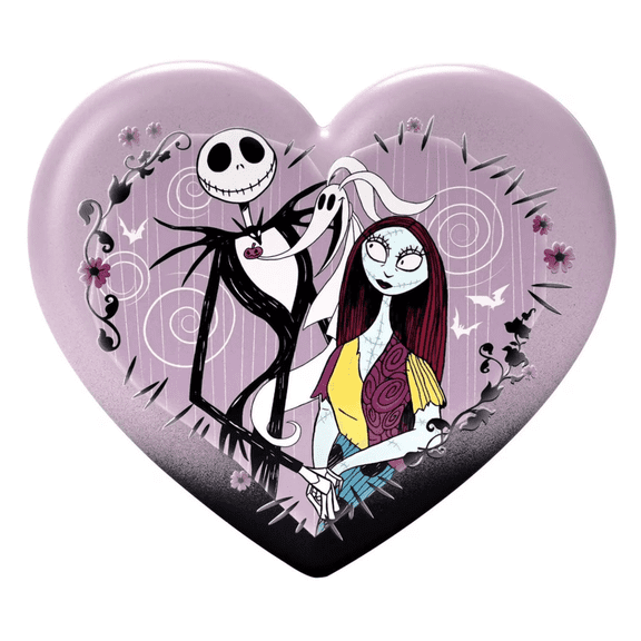 Impressions Vanity Jack & Sally Heart LED Compact Mirror with Lights, Adjustable Brightness