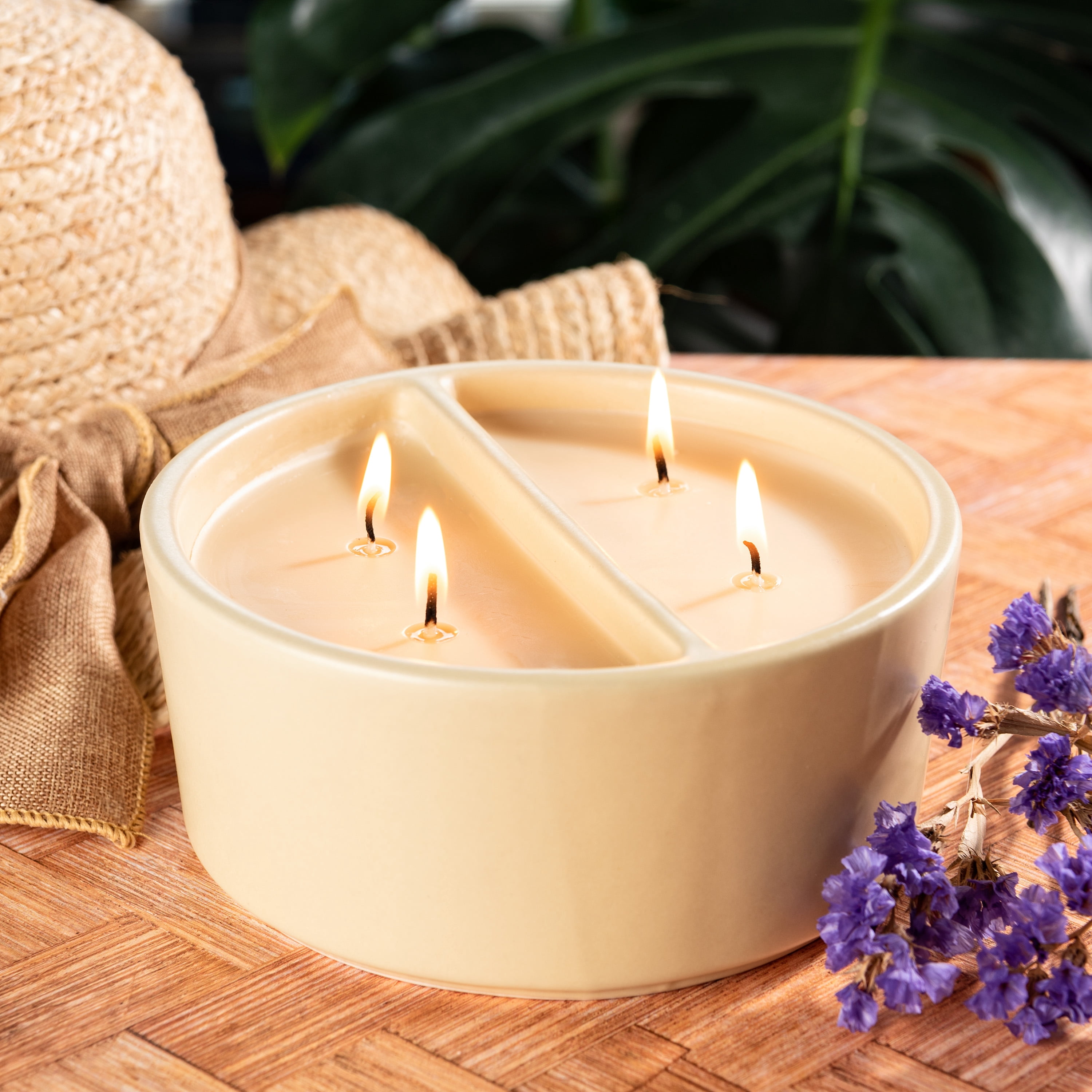 Better Homes & Gardens 16oz Sandcastle & Warm Sunshine Duo Scented Ceramic Dish Candle