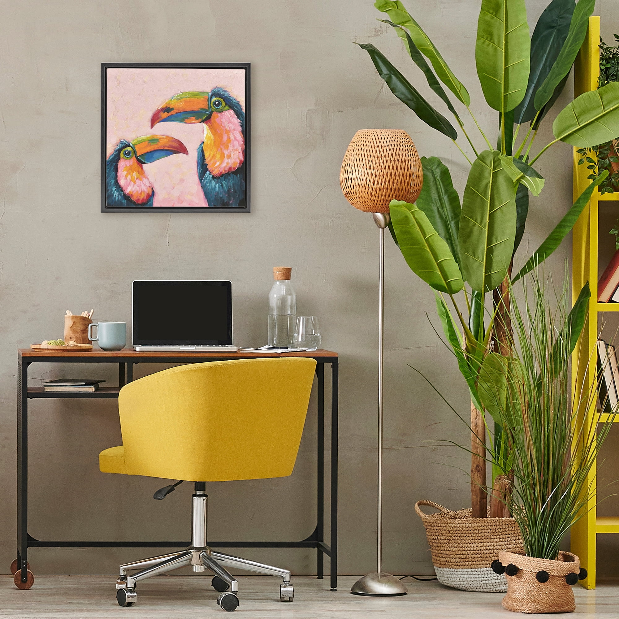 Stupell Industries Tropical Toucan Paradise Black Framed Floater Canvas Wall Art, design by Lucia Stewart
