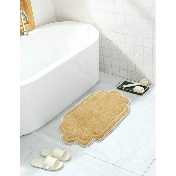Home Weavers Allure Collection Bathroom Rug Cotton Tufted Bathroom Rug, Soft and Absorbent Bath Rugs, Non-Slip Bath Rug, Machine Wash Dry Bath Mats for Bathroom Floor- 17"x24" Bath Rug, Yellow