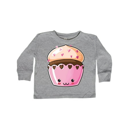

Inktastic Cute Smiling Chocolate Cupcake with Heart Sprinkles Gift Toddler Boy or Toddler Girl Long Sleeve T-Shirt